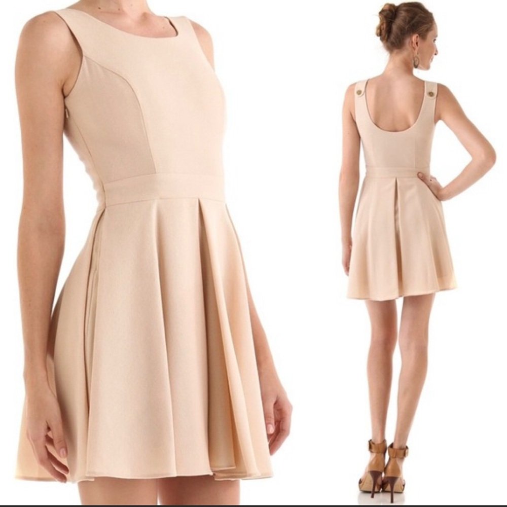 Rachel Zoe Wool Mini Dress Sz 8 Fit and Flare Pleated Sleeveless Minimalist